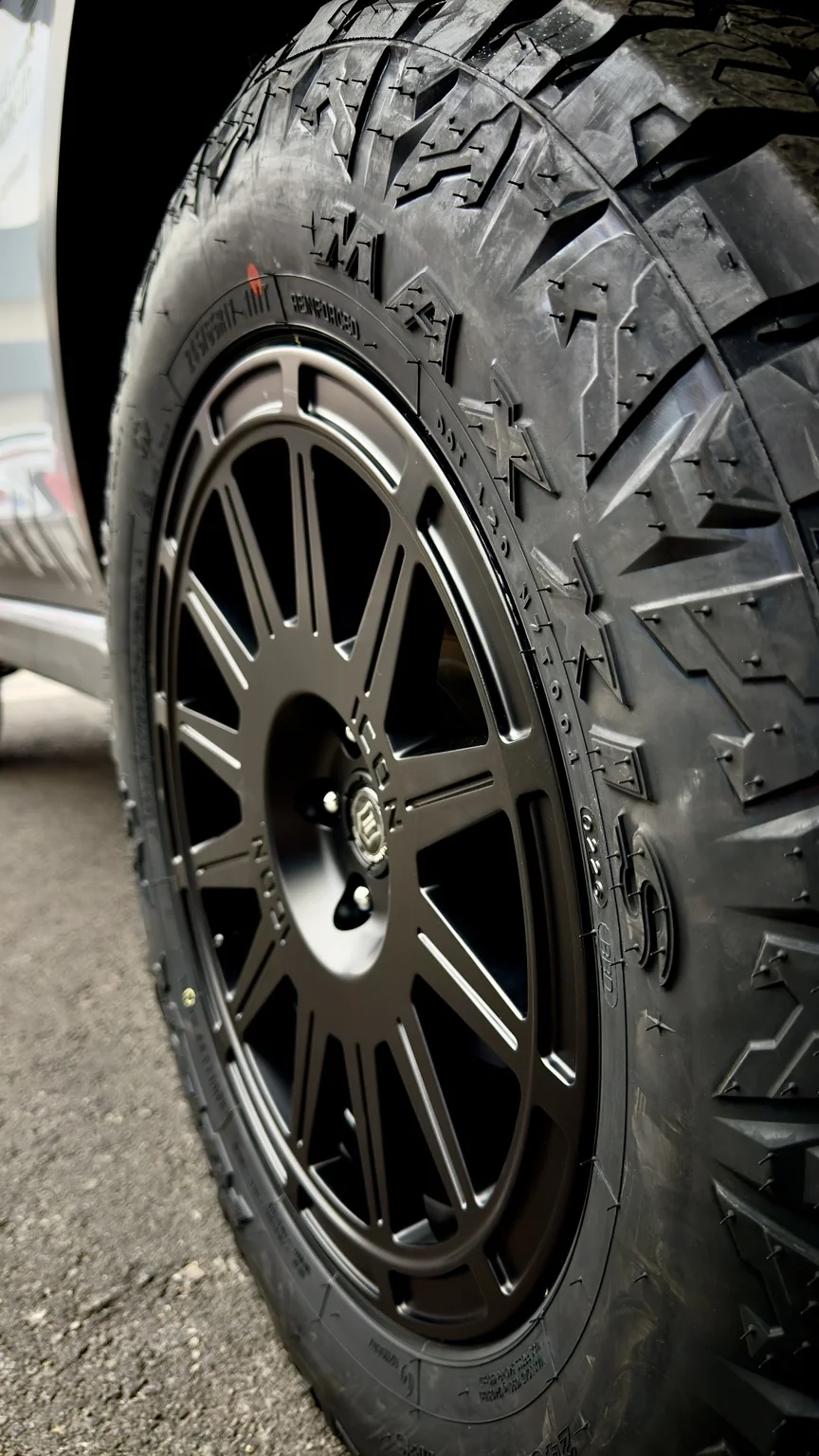 Close-up of Maxxis tire and wheel